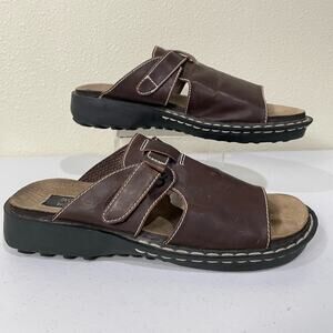 Vintage 90s Y2k Brown Platform Slide Chunky Sandal Hippie Fairy Grunge Womens 10